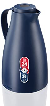 Leifheit Harmonic 1L Thermoskanne, 100 Prozent dicht, Isolierkanne für bis zu 24h heißen Kaffee, Öffnen Schließen und Gießen mit einer Hand, Kaffeekanne BPA frei, Teekanne, blau