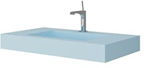 Kiamami Valentina lavabo de Salle de Bain 80 cm hpl avec Vasque Centrale Bleu Ciel