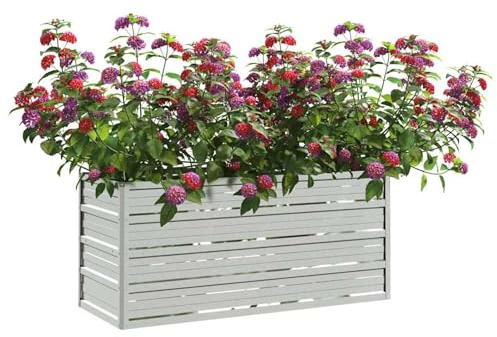 Tidyard Heavy Duty Galvanised Steel Raised Garden Bed Planter - Silver, 100 x 40 x 45 cm - Ideal for Balcony, Patio, Yard & Garden Model316897