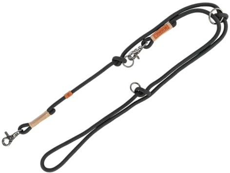 TRIXIE Guinzaglio per cani BE NORDIC V-Linea S – M, 2,00 m ø 8 mm in nero/sabbia – guinzaglio regolabile con fascino nordico – per cani di piccola e media taglia – 17225