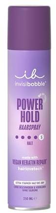 invisibobble Power Hold Spray per capelli, tenuta extra forte, protezione dai raggi UV, nessun attacco, vegano, per tutti i tipi di capelli, 250 ml