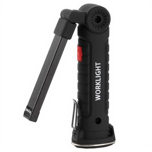 Lampe de Travail à LED, Lampe de Poche d'inspection COB + Lampe LED avec Base Magnétique Puissante, Lumière Mécanique Rechargeable pour Urgence, Maintenance et Utilisation en