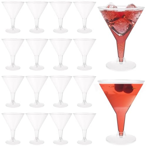 GBACHOOSE 60 Pack Plastic Martini Glasses, 180ml/6oz Party Cocktail Glasses, Reusable Adjustable Stem Bar Glasses for Champagne, Mocktail, Margarita