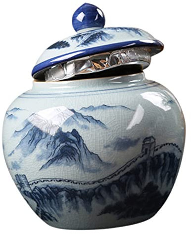 Amosfun Chinese Retro Tea Canister Sealing Jar Vintage Storage Can Multi-Function Kitchen Home Decor for Loose Leaf Tea