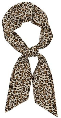 ALLiYa Langer Seidenschal mit Leopardenmuster (Satintuch), modische Kopfbedeckung, Stirnband, Krawatte, Mode-Accessoires, Schwarz , One size