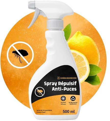 Spray anti-puces - 500 ml - Spray pour appartement et meubles - Protection avec extrait d'eucalyptus et de chrysanthème - Traitement anti-puces pour appartement - Lutter contre les puces