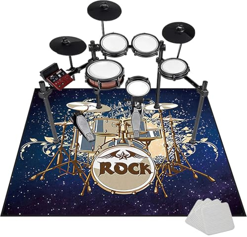Tkuhknag Non-Slip Drum Carpet, Drum Rugs, Professional Drum Mat Drum Rug, Tightly Woven Fabric Drum Set Carpet for Electronic Drum Kits Bass Drum Snare and Other Musical Instrument 120 x 90 cm
