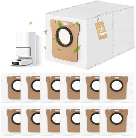RongZy 12 Pezzi Sacchetti per la Polvere di Ricambio per Dreame L10s Ultra/ L10 Ultra/L20 Ultra/D10 Plus Sacchetti per la Polvere per Xiaomi X10+ / X20+ Robot Aspirapolvere Accessori(2,5L)