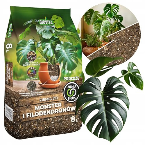Biovita Substrato 8L per Monstera & Filodendro – Miscela di terra allentata con cocco & perlite – Substrato professionale per piante da appartamento