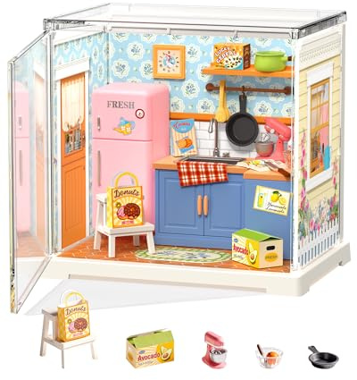 ROBOTIME Super Creator Kits, Miniature Kitchen Kit, DIY Plastic House Building Toy Set, Tiny Kitchen Making Kit Model Craft Hobby Unique Gift (Homely Baking Kitchen) ﻿