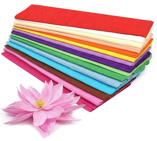 Crepe Paper Rolls 15 Colors 50X100CM, Assorted Colored Packing Paper Sheets, Versatile Craft Paper for Gift Wrapping Paper Flowers Wedding Festival Decoration