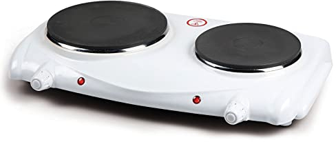 Solis Domo DO 310 KP - Cocina eléctrica con Dos Fuegos (1000 W y 1500 W, 15,5 cm y 18,5 cm), Color Blanco