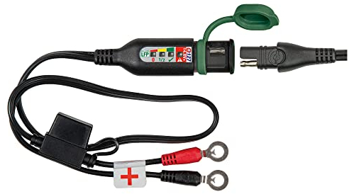 Tecmate Optimate Monitor O-127, Cable de batería de Deportes de Motor Permanente con Monitor del Sistema de Carga/Estado de la batería Integrado para baterías de Litio de 12.8 y 13.2 V