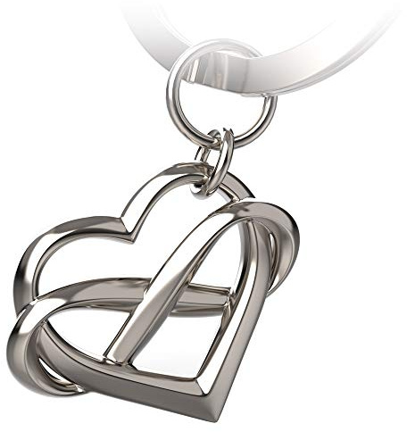 FABACH Portachiavi a forma di cuore con simbolo dell'infinito Infinite Love – Ciondolo con cuore per fidanzata, fidanzata, coppia, argento (Argento),FB_INFILOV_S