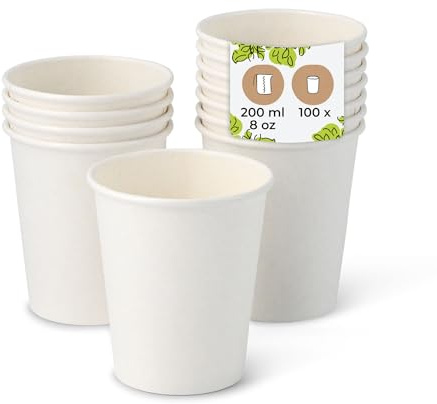 BIOZOYG 100 Stück Kaffeebecher Pappbecher 200ml / 8 oz Ø 80 mm weiß - Einwegbecher plastikfrei - Becher aus nachhaltiger Forstwirtschaft - Kaffeebecher Einweg