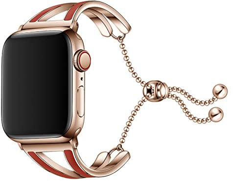 Kompatibel mit Apple Watch Band 38mm 40mm 41mm 42mm 44mm 45mm 49mm,Schmuck-Manschettenarmband aus Edelstahl,Metall-Ersatzband,geeignet für iWatch Series Ultra 8 7 6 5 4 3 2 1SE,D,42/44/45/49mm