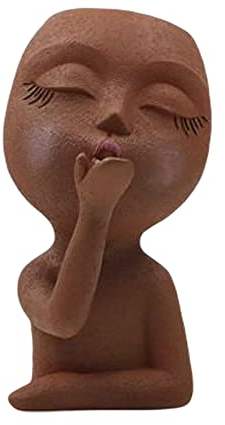 DRYFAL Gesicht Pflanztopf Kopf Pflanzgefäß Sukkulenten Pflanzgefäße Gesicht Blumentöpfe für Zimmerpflanzen Harzkopf Pflanzkübel mit Drainage Loch Damen Statue Dekor Plan Geschenk