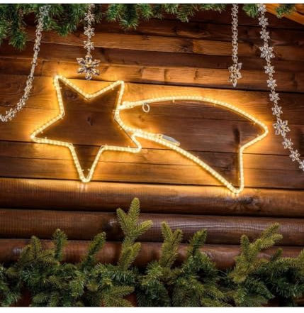 OISE ART STORE Trade Shop - Stella Cometa Luminosa 65 Cm In Tubo Luminoso A Led Bianchi Luce Bianca Calda