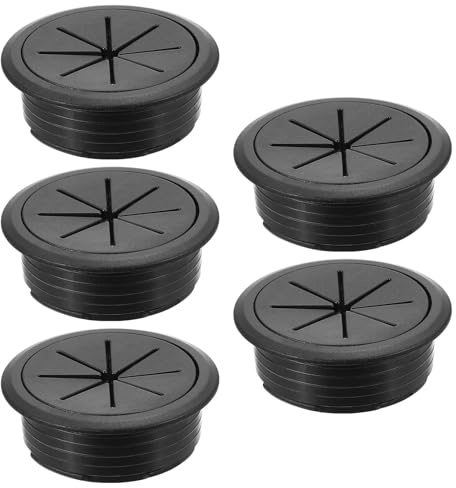 PATIKIL Cable Hole Cover, 5pcs 2inch/50mm Desk Wire Cord Cable Grommets Hole Cover for Office PC Desk Cable Cord Organizer, Black