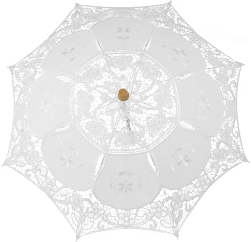 CALLARON Braut Regenschirm wedding decoration romantische Brautschirm romantic Vintage Hochzeitsdekorationen Blumenmädchen Hochzeitsschirme Masse Baumwolle Weiß