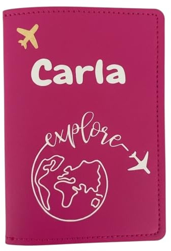 Vero Bijoux Porta Passaporto Personalizzabile - Vari colori - Idea regalo Coppia - Idea regalo addio al Nubilato Celibato (Fucsia)