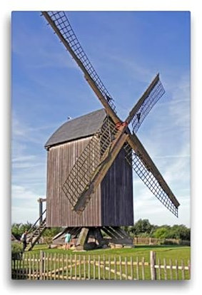 Premium Textil-Leinwand 30 x 45 cm Hochformat Premium Textil-Leinwand 30 cm x 45 cm hoch Windmühle in Pudagla | Wandbild, HD-Bild auf Keilrahmen, Wanddekoration, Kunstdruck von Siegfried Kuttig