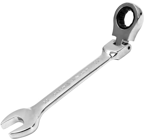 Llave Combinada de Carraca 22 mm Herramienta de llaves de Trinquete ángulo Ajustable de 180 °,72 Dientes, Acero al Cromo Vanadio