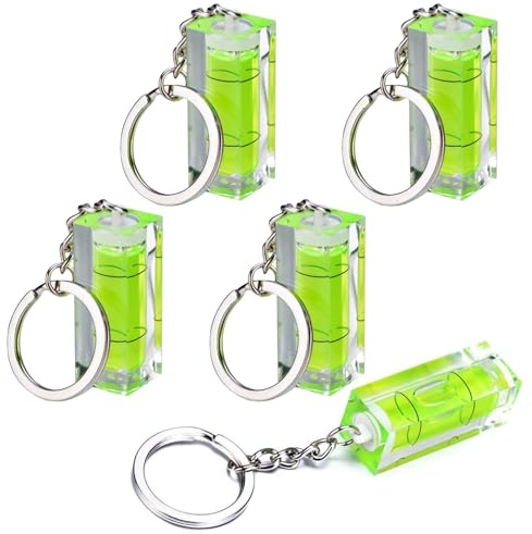 5 Pieces Small Spirit Level, Mini Spirit Level Keyring Keychain Tool,Measures Horizontality and Verticality, Suitable for Home DIY and Woodworking