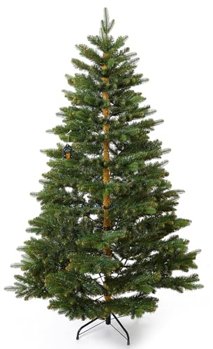 Künstlicher Weihnachtsbaum 180 cm – Christbaum Nordmanntanne mit Spritzguss-PE-Spitzen & PVC-Zweigen – Dicht & naturgetreu – Stabiler Metallständer & Aufbewahrungstasche – Kunst Tannenbaum 180 cm