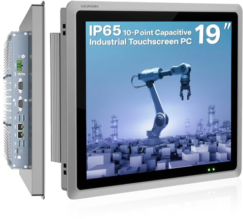 NORQIN Panel PC Industriel Embarqué 19, Ordinateur Tactile Tout-en-Un | IP65 Écran Capacitif 10 Points,Windows 10 Pro,pour Automatisation,Kiosque et Surveillance(J6412,16Go RAM 512Go SSD)