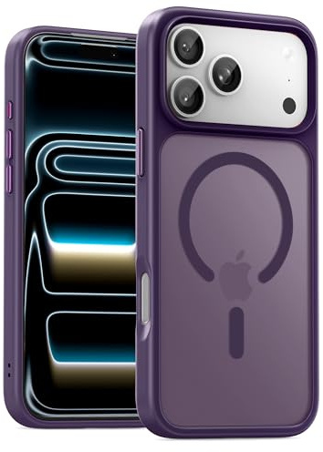 UNBREAKcable für iPhone 17 Pro Hülle für MagSafe, Vollständiger Kameraschutz, Eingebauter Magnetring, Stoßfest Kratzfest Transluzente Matt Handyhülle für iPhone 17 Pro Case 6,3 Zoll, Dunkelviolett