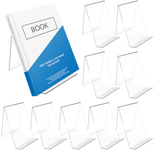 10 Stück Acryl Buchstütze, Buchaufstells Transparent Acryl Schrägsteller | Buchständer Prospektständer Buchaufsteller Acrylaufsteller, Acryls Schrägsteller für Bücher Bilderalben Bilderbücher Flyers