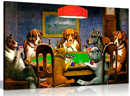 Wandbild, Kunstdruck, Motiv: Poker spielende Hunde - C. M. Coolidge, Leinwand-Kunstdruck, Bild, A0 91x61cm (36x24in)