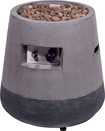 dobar® 35441e Lava-Ofen Stellar - Gaskamin Outdoor aus Magnesia - Gasfeuerstelle mit Lavasteinen - Gartenkamin inkl. Deckel & Schutzhülle - Gasofen für Garten/Terrasse/Balkon - 48 x 48 x 66 cm