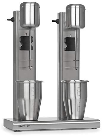 KLARSTEIN Kraftpaket II Pro - Mixer Doppio, 160 Watt, 2 x 1 L, 2 Livelli, 20000 giri/min, 2 Bicchieri Acciaio Inox, Milkshake e Frullati Proteici, Cocktail, Bar Mixer, Settore Gastronomico, Argento