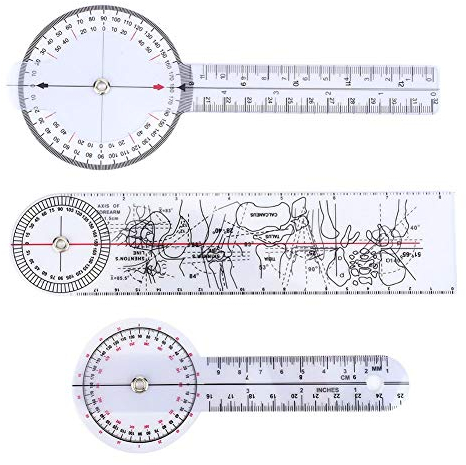 Goniometer, 3Pcs 6/8/10inch Medical Goniometer Ruler 360 Degree Protractor Angle Medical Joint Measuring Ruler Spinal Goniometer