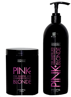 Pink Blonde Haarpflege-Set mit rosa Farbpigmenten: besteht aus 1 x 1 Liter Haarmaske + 1 x 1 Liter Shampoo