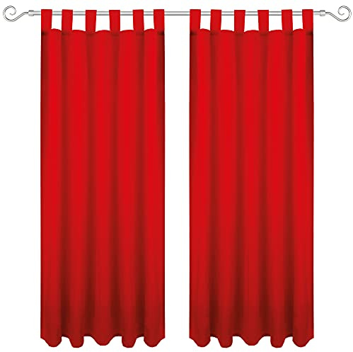 Bestgoodies Gardine mit Schlaufen 140x145 cm (Breite x Länge) in Rot, blickdichter Vorhang, Schlaufenvorhang in vielen Variationen