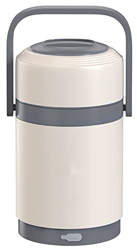 LANMOU Scaldavivande Elettrico Portatile, 1.6L Rimovibile in Acciaio Inossidabile Lunch Box Elettrico, Ermetica Porta Pranzo da Ufficio per Adult Portavivande per Campeggio, Ufficio, Scuola (White)
