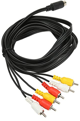 Mini DIN a Cable, Mini DIN 9 Pin Plug a 6 Audio Cable Adaptador, PVC Audio Video Composite Cable Adaptador para Monitores, Proyectores, Videocámara Digital, Etc