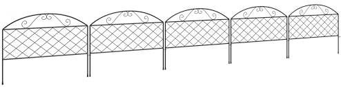 Outsunny Lot de 5 panneaux de clôture de jardin décoratives en métal, bordure de jardin, pour parterre de fleurs - dim. 305 x 43 cm, noir