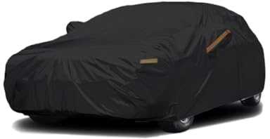 LST Autoabdeckung Outdoor Wasserdicht UV-Schutz Atmungsaktiv – Wind- & Staubdicht, Premium-Material, Wetterfest, Universal für Autos (406-590 cm), Idealer Schutz für den Außenbereich (Schwarz, XL)