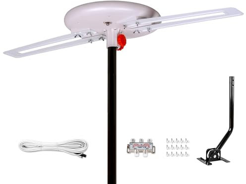 Five Star Upgraded 2024 Omni-Directional Outdoor HD Digital TV Antenna 360 Degree, J Mount Included for Attic or Outdoor, Weather Resistant, Supports ATSC 3.0 and 4K 1080P HD Smart TV VHF UHF