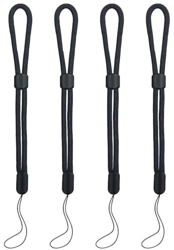 ZUWIJEQ Appareil Photo Ajustable Dragonne Poignet, 4 Pièces Lanyard Dragonne Poignet Universelle, Doux Paracord Sangle de Braided pour Téléphone, Smartphone, Caméra, Noir