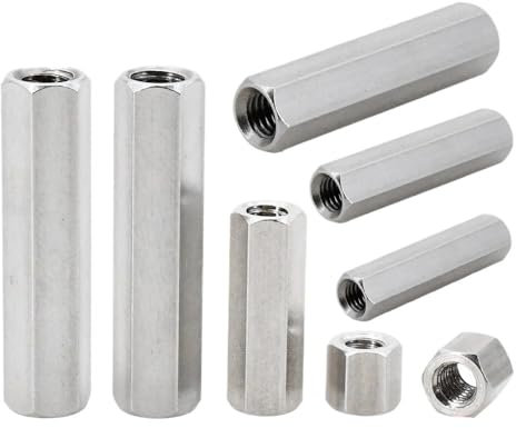 easyhaha 200 Stück Langstangenmuttern, Gewindestangen-Sechskantkupplungsmuttern M2 M4 M5 M6, Langmuttern Sechskantkupplungsmuttern for Maschinen (9MM*M3)