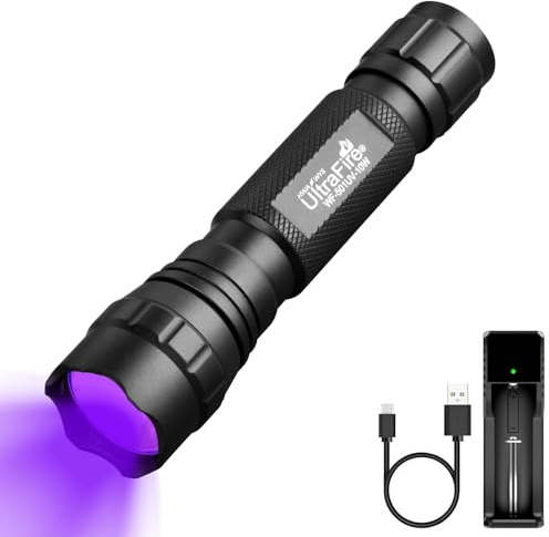 UltraFire UV Taschenlampe 395nm LED Schwarzlicht, 10W Single Modus Leistungsstarkes UV Licht für Aushärtung von Harz, Tierurinflecken, Lecksucher, Mineraliensuche