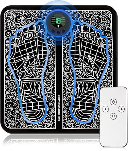 EMS Foot Massagers for Pain and Circulation, Electric Foot Massager Mat with 8 Modes and 19 Intensity Levels for Improved Circulation, Muscle Relaxation and Pain Relief