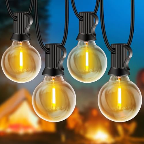 Rintea Guirlande Lumineuse Exterieure 20M/30M - 30+2 Ampoules G40 Incassable,Plug&Play,Étanche,Guirlande Guinguette LED Connectable,pour Jardin Balcon Maison Mariage Fête Noël [Blanc Chaud]