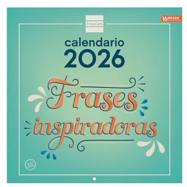Finocam - Väggkalender 2026, 30 x 30 cm, månad Vista januari - december 2026 + september - dec 2025 (4 månader) | Kalender 2026 | Bilder Inspirerande citat - spanska