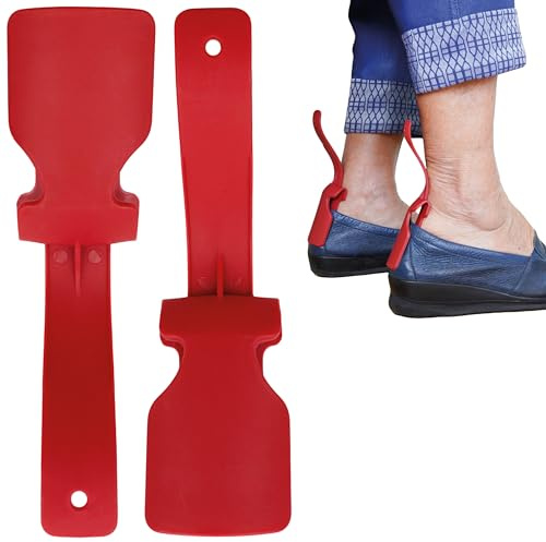 biped 2 paia di mini calzascarpe a clip – pratico aiuto per indossare le scarpe senza sforzo – flessibile, protegge calzature e calzini – per adulti, bambini e anziani z2928(red)